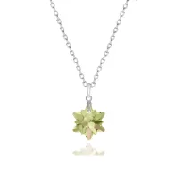 Luminous Green Edelweiss Frosted Pendant Necklace Embellished with Austrian Crystal