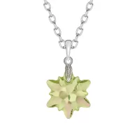 Luminous Green Edelweiss Frosted Pendant Necklace Embellished with Austrian Crystal