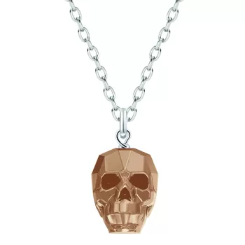 Rose Gold Skull pendant Premium Steel Necklace Embellished with Austrian Crystal