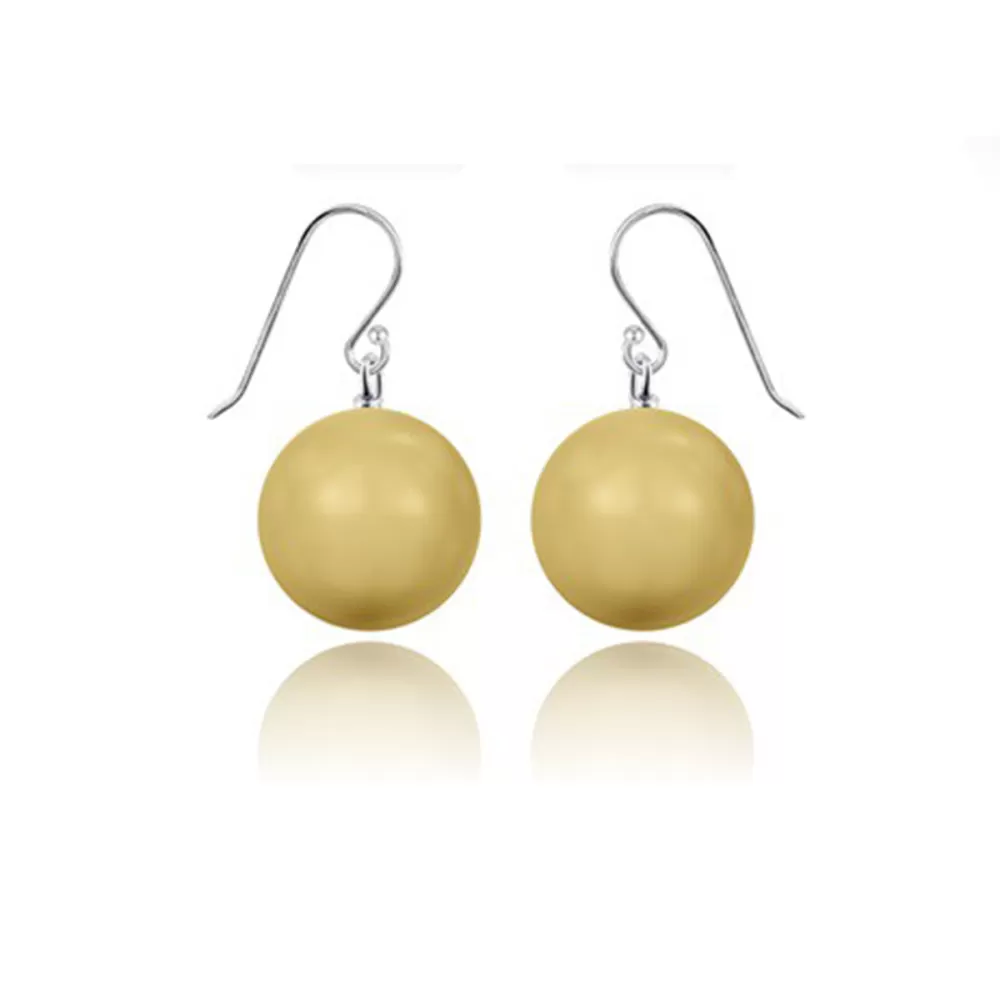 14mm Large Crystal Golden Pearl Earrings Embellished with Austrian Crystal Pearls