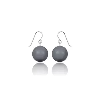 14mm Large Crystal Dark Grey Pearl Earrings Embellished with Austrian Crystal Pearls