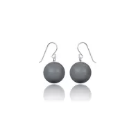 14mm Large Crystal Dark Grey Pearl Earrings Embellished with Austrian Crystal Pearls