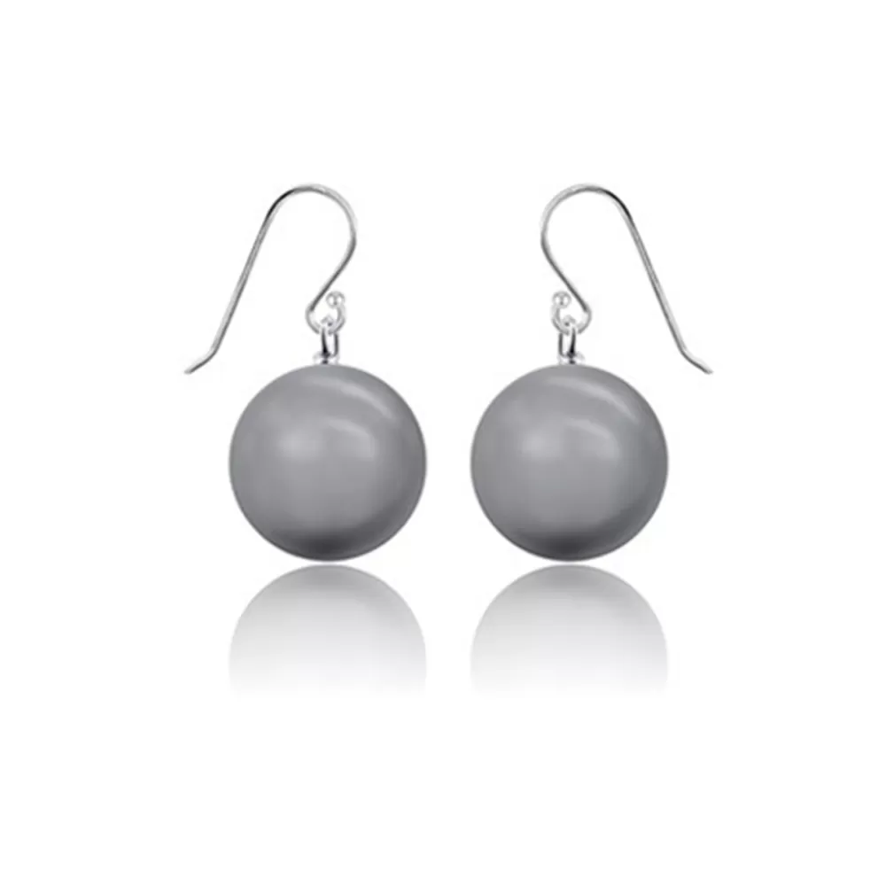 14mm Large Crystal Grey Pearl Earrings Embellished with Austrian Crystal Pearls