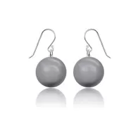 14mm Large Crystal Grey Pearl Earrings Embellished with Austrian Crystal Pearls