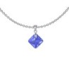 September Birthstone Sapphire Princess Cut Crystal Pendant Necklace Embellished With Premium Grade Austrian Crystal