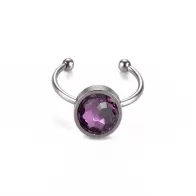 Premium Steel 8mm Limited Edition Fantasy Round Amethyst Ring Embellished with Austrian Crystal