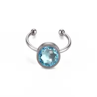 Premium Steel 8mm Limited Edition Fantasy Round Aquamarine Ring Embellished with Austrian Crystal