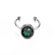 Premium Steel 8mm Limited Edition Fantasy Round Emerald Ring Embellished with Austrian Crystal