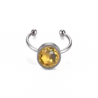 Premium Steel 8mm Limited Edition Fantasy Round Golden Topaz Ring Embellished with Austrian Crystal