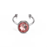 Premium Steel 8mm Limited Edition Fantasy Round Rose Peach Ring Embellished with Austrian Crystal