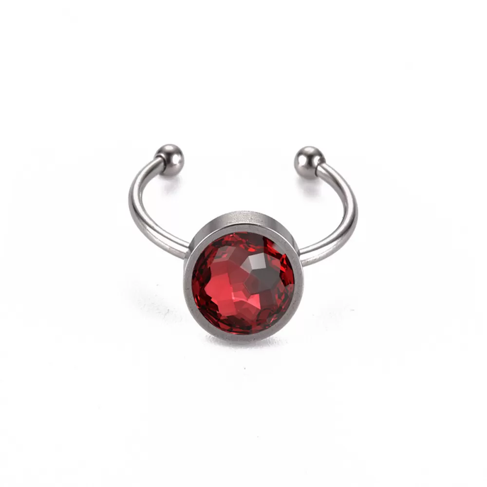 Premium Steel 8mm Limited Edition Fantasy Round Scarlet Ring Embellished with Austrian Crystal