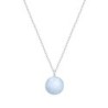 Premium Natural Aquamarine 12mm Bead Pendant 925 Silver Plated Necklace