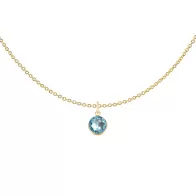 Gold Plated Premium Steel 8mm Exclusive Fantasy Round Aquamarine Pendant Necklace Embellished with Austrian Crystal