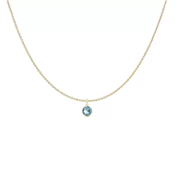 Gold Plated Premium Steel 8mm Exclusive Fantasy Round Aquamarine Pendant Necklace Embellished with Austrian Crystal