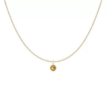 Gold Plated Premium Steel 8mm Exclusive Fantasy Round Golden Topaz Pendant Necklace Embellished with Austrian Crystal