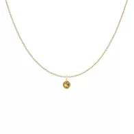 Gold Plated Premium Steel 8mm Exclusive Fantasy Round Golden Topaz Pendant Necklace Embellished with Austrian Crystal