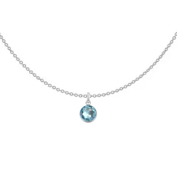 copy of Gold Plated Premium Steel 8mm Exclusive Fantasy Round Aquamarine Pendant Necklace Embellished with Austrian Crystal