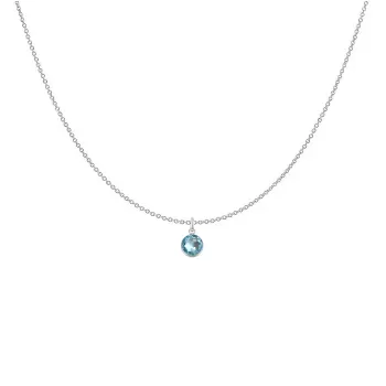 copy of Gold Plated Premium Steel 8mm Exclusive Fantasy Round Aquamarine Pendant Necklace Embellished with Austrian Crystal