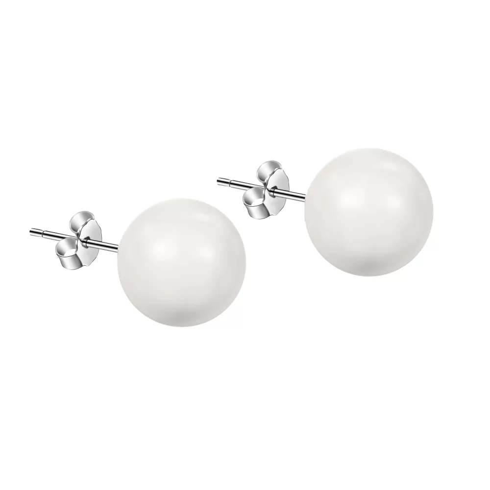 copy of Dark Grey Large 12mm Crystal Pearl Steel Stud Earrings Embellished with Austrian Crystal Pearls