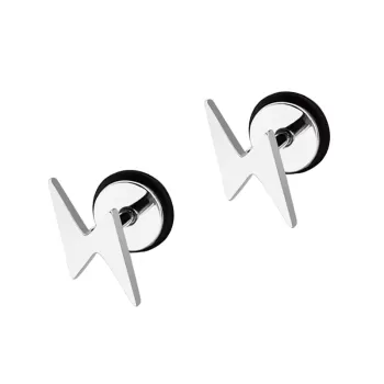 copy of Carbon Black Premium Stainless Steel Hypoallergenic Lightning Screw Back Type Stud Earrings (Made In Japan)