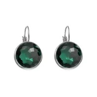 Premium Steel 8mm Exclusive Fantasy Round Emerald Leverback Earrings Embellished with Austrian Crystals