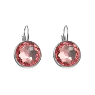 Premium Steel 8mm Exclusive Fantasy Round Rose Peach Leverback Earrings Embellished with Austrian Crystals