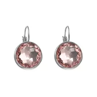 Premium Steel 8mm Exclusive Fantasy Round Vintage Rose Leverback Earrings Embellished with Austrian Crystals