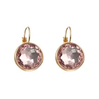 Gold Plated Premium Steel 8mm Exclusive Fantasy Round Vintage Rose Leverback Earrings Embellished with Austrian Crystals