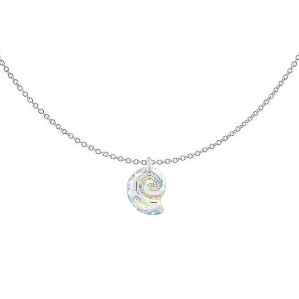 Premium Steel Crystal AB Sea Snail Pendant Necklace Embellished with Austrian Crystal