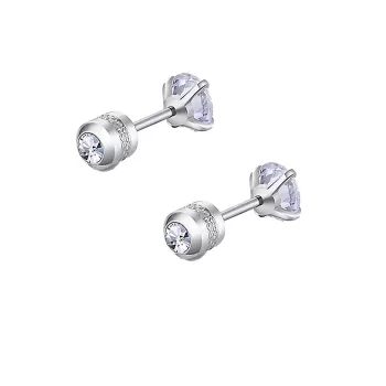 Premium Stainless Steel Hypoallergenic Round Brilliant Zirconia Screw Back Type Stud Earrings