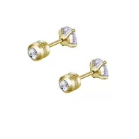 Gold Plated Premium Steel Hypoallergenic Round Brilliant Zirconia Screw Back Type Stud Earrings