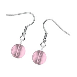 Premium Stainless Steel Antique Pink Crystal Globe Classic Hook Earrings (Made In Japan)