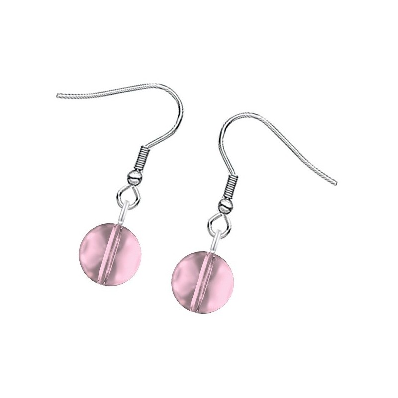 Premium Stainless Steel Antique Pink Crystal Globe Classic Hook Earrings (Made In Japan)