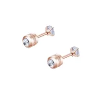 copy of Premium Stainless Steel Hypoallergenic Dainty Round Brilliant Zirconia Screw Back Type Stud Earrings