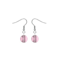 Premium Stainless Steel Antique Pink Crystal Globe Classic Hook Earrings (Made In Japan)