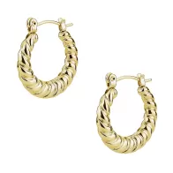 Gold Plated Premium Stainless Steel Hypoallergenic Twisted Trendy Designer Hoop Earrings (Made In Japan)