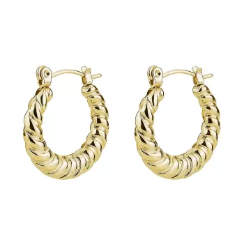 Gold Plated Premium Stainless Steel Hypoallergenic Twisted Trendy Designer Hoop Earrings (Made In Japan)