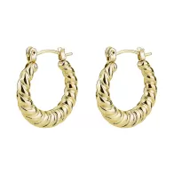 Gold Plated Premium Stainless Steel Hypoallergenic Twisted Trendy Designer Hoop Earrings (Made In Japan)