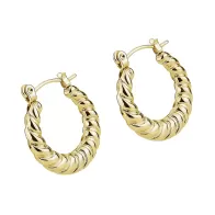 Gold Plated Premium Stainless Steel Hypoallergenic Twisted Trendy Designer Hoop Earrings (Made In Japan)