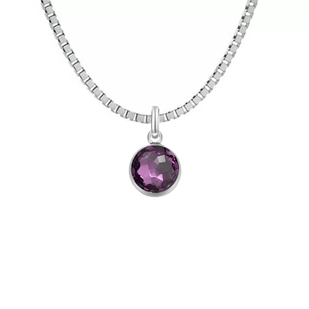 copy of Premium Steel 8mm Exclusive Fantasy Round Montana Pendant Box Style Necklace Embellished with Austrian Crystal