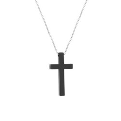 Black Oxide Plated Premium Steel Medium Size Purely Cross Necklace Chain (Made In Japan)