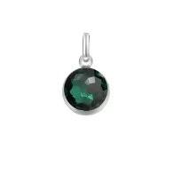 Premium Steel 8mm Exclusive Fantasy Round Emerald Pendant Charm Embellished with Austrian Crystal