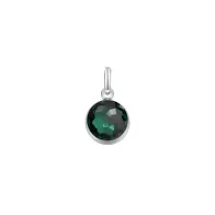 Premium Steel 8mm Exclusive Fantasy Round Emerald Pendant Charm Embellished with Austrian Crystal