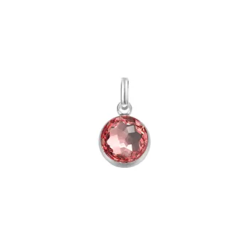 Premium Steel 8mm Exclusive Fantasy Round Rose Peach Pendant Charm Embellished with Austrian Crystal