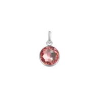 Premium Steel 8mm Exclusive Fantasy Round Rose Peach Pendant Charm Embellished with Austrian Crystal