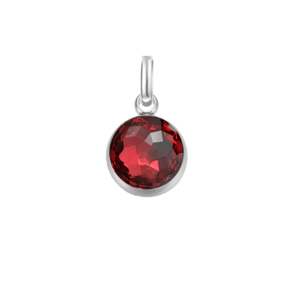 Premium Steel 8mm Exclusive Fantasy Round Scarlet Pendant Charm Embellished with Austrian Crystal