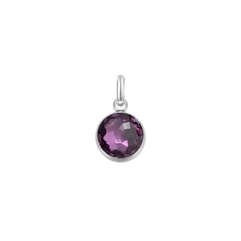 Premium Steel 8mm Exclusive Fantasy Round Amethyst Pendant Charm Embellished with Austrian Crystal