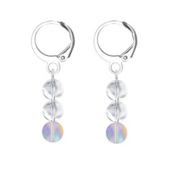 Premium Stainless Steel Hoop Clear Paradise Shine Trilogy Globe Crystals Earrings (Made In Japan)