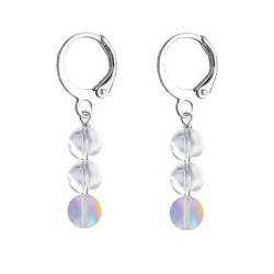 Premium Stainless Steel Hoop Clear Paradise Shine Trilogy Globe Crystals Earrings (Made In Japan)