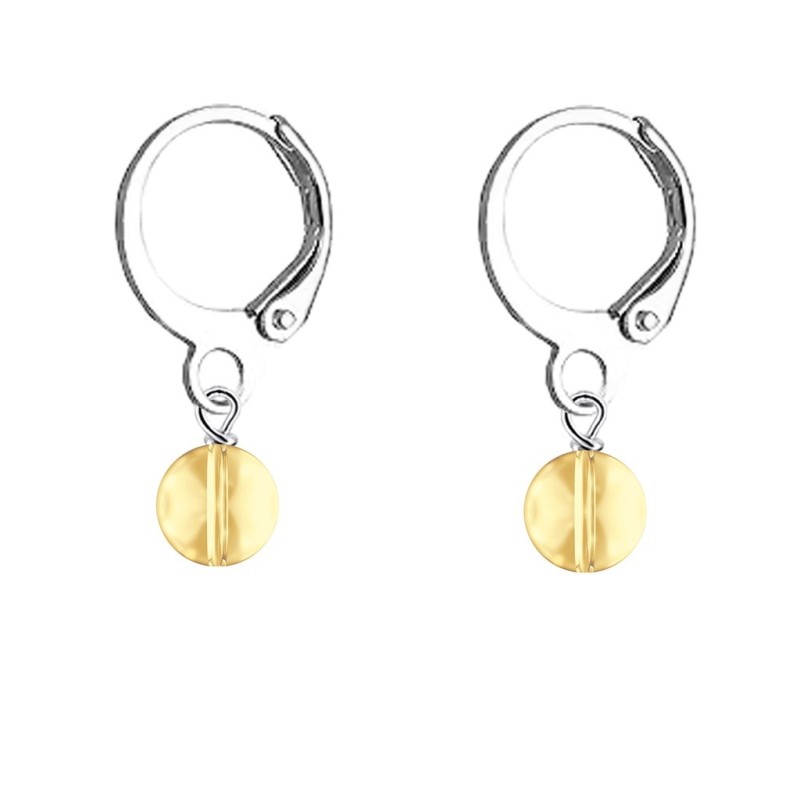 Premium Steel Hoop Golden Shadow Dainty Crystal Earrings Embellished with Premium Grade Austrian Crystals